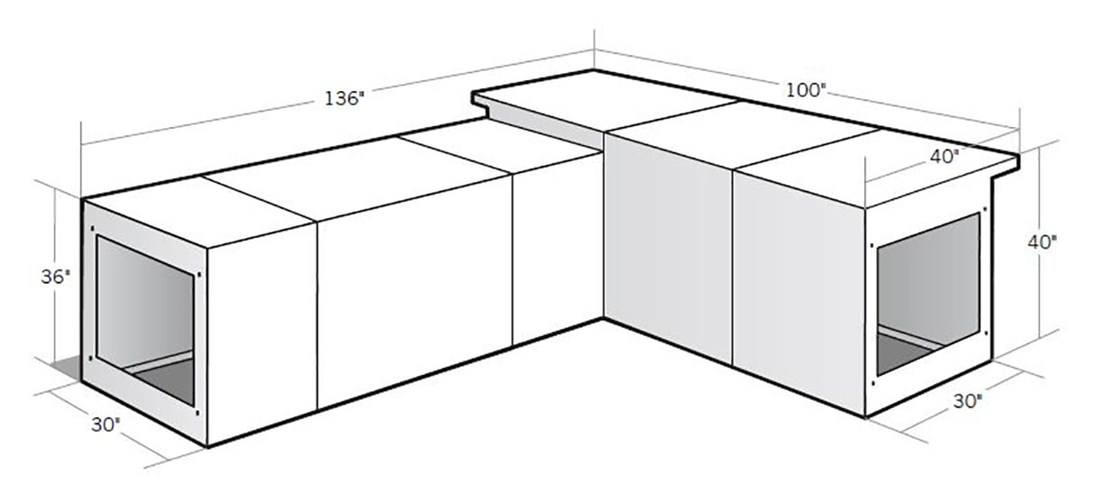 Coastal Ranch Pre-fab Outdoor Kitchen Cabinets