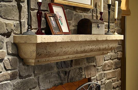 The-Angelo-Fireplace Mantel with-Oyster-Shell-Taverine-Finish