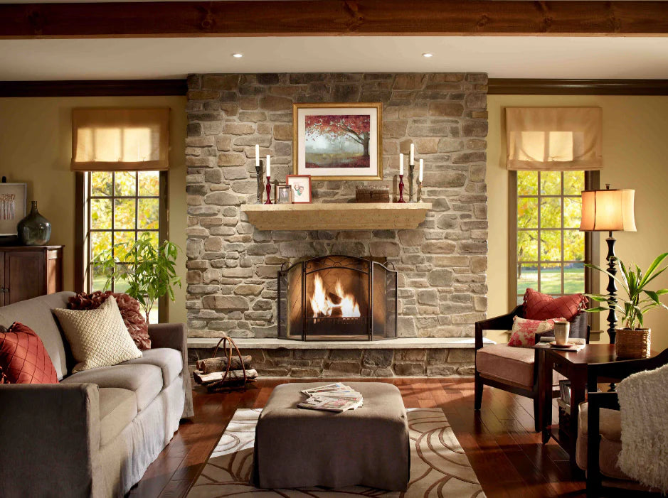 The-Angelo Fireplace Mantel with-Oyster-Shell-Taverine-Finish1