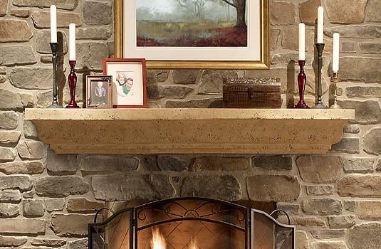 The Angelo Fireplace Mantel-with-Oyster-Shell-Taverine-Finish